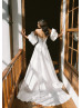 Strapless Ivory Satin Unique Wedding Dress With Detachable Sleeves Strapless Ivory Satin Unique Wedding Dress With Detachable Sleeves